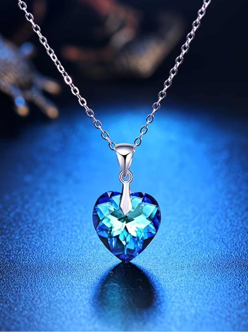 925 Sterling Silver Crystal Aurora Borealis Glass AB Necklace
